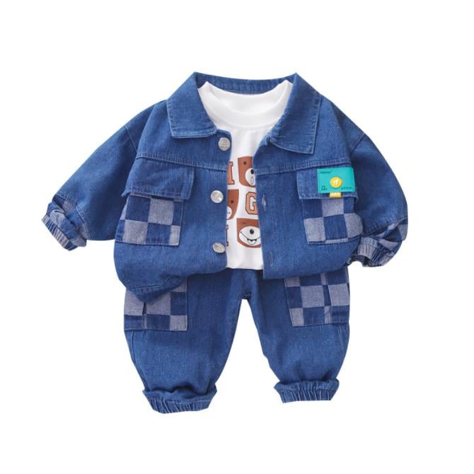 boys jeans Children Clothing Boys Sets Costume For Kids Clothes Sets T-shirt+Jeans +jacket 3pics/ sets boys jeans