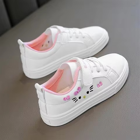 Kids White Sneakers Fall Slip Resistant Durable Spring Autumn Shoes for Girls 4-16 Years Old Fashion Casual Sports Shoes