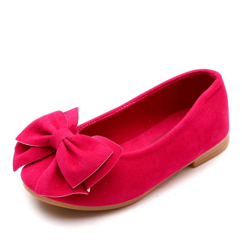 Solid color bow princess shoes Girls fashion trend single shoes Comfortable wear a pedal shoes