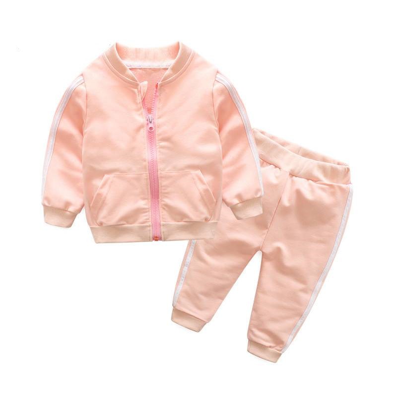 autumn fashion baby girl clothes cotton long sleeve solid zipper jacket+pants 2pcs bebes tracksuit baby boy clothing set