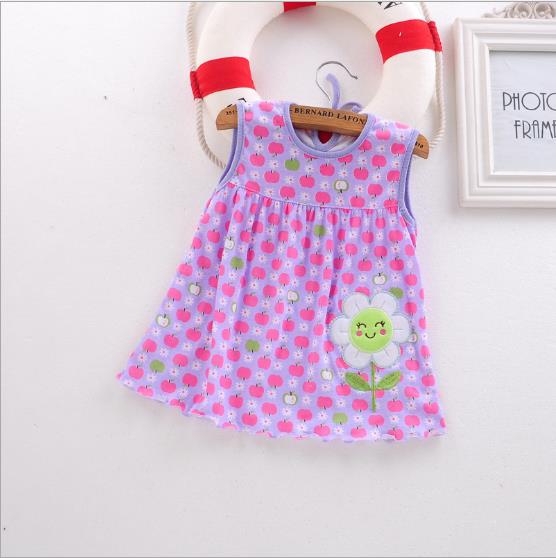 Little Girl in Sleeveless Dress Casual Cotton Vest Little Princess Dress