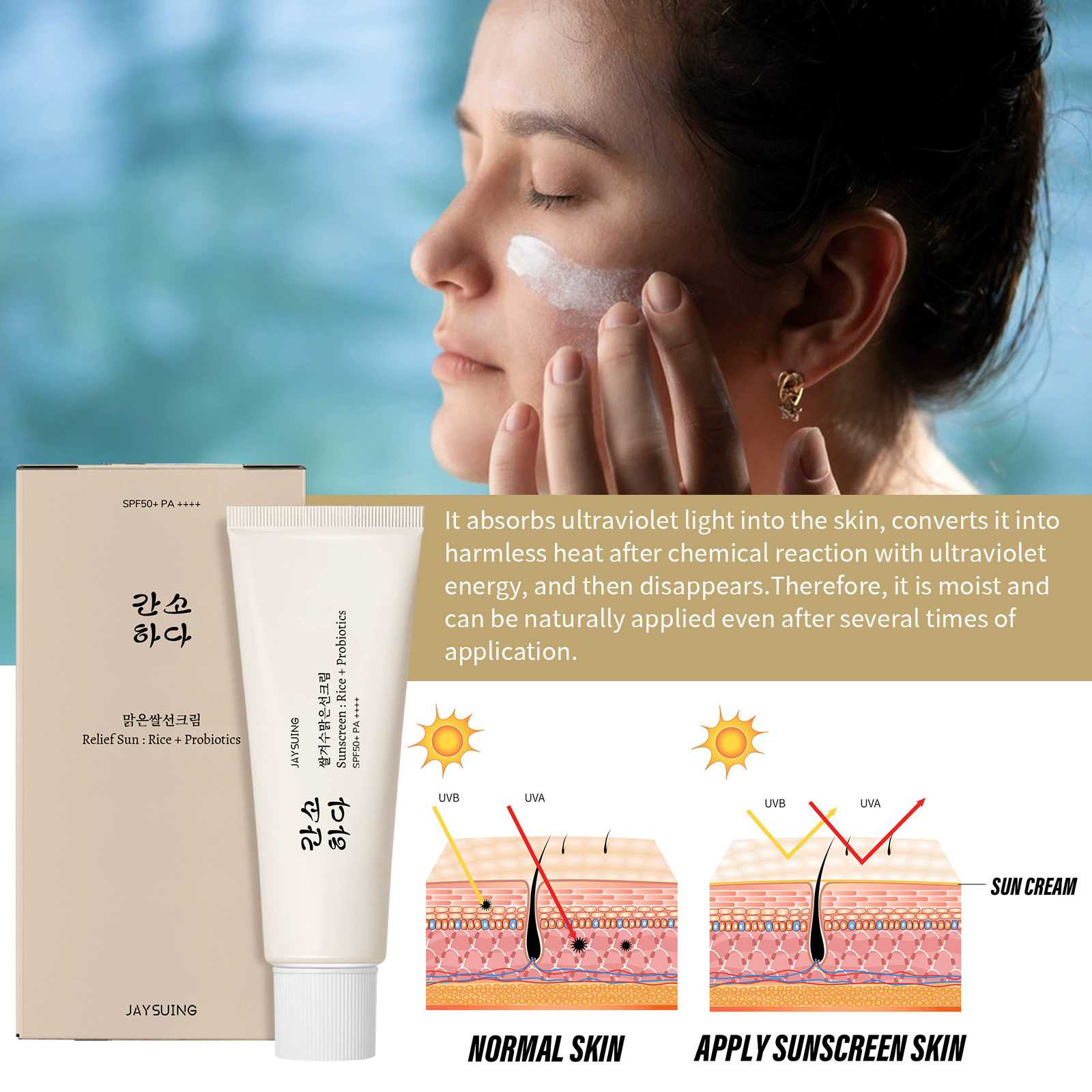 Probiotic Protective Cream Is Refreshing, Moisturizing, Non Sticky, and Anti UV Skin Protective Cream