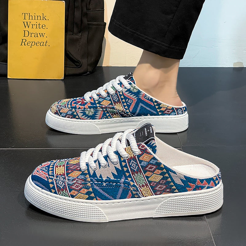 Male Slipper With Straps Half Print Slides 2025 Style Fashion Designer Luxury Adult Mascullino Elegant Men's Shoe