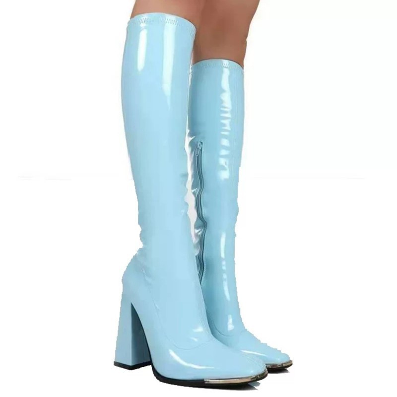 Mstacchi Women Mid-Calf Boots Sexy Solid Color Leather Folds Boots Pointed Toe Thin Heels Stiletto Party Shoes Large Size 34-45