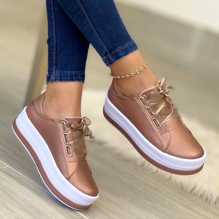 2023 Matching Stitching Design Women Spring and Autumn Sports Shoes Round Toe Thick Bottom Women Shoes Fashion Casual Shoes