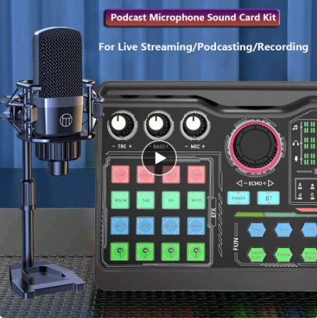 Zealsound Professional Podcast Microphone SoundCard Kit for PC Smartphone Laptop Computer Vlog Recording Live Streaming YouTube