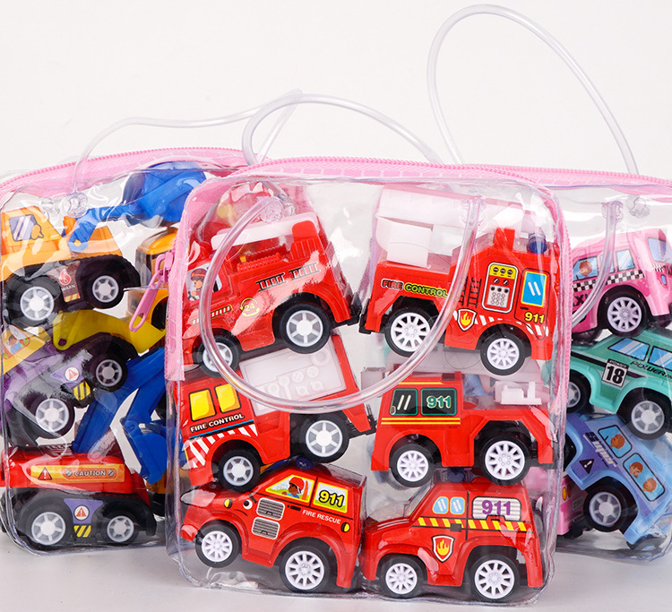 6pcs Car Model Toy Pull Back Car Toys Mobile Vehicle Fire Truck Taxi Model Kid Mini Cars Boy Toys Gift &