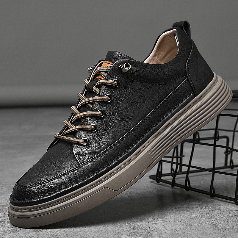 Genuine Leather Elastic Oxford Shoes Comfortable Outdoor Sneakers Men Shoes Handmade Leather Shoes Casual Shoe Walking Shoes Men