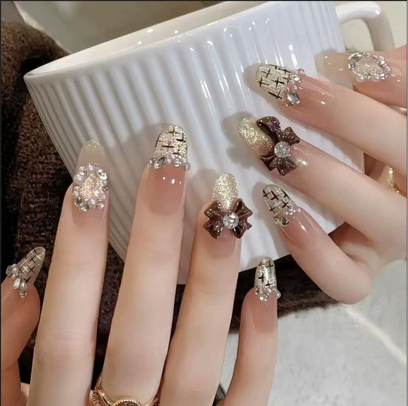 24Pcs/Box Fake nails Detachable False Nails Wear Medium Long Coffin Nails Full Cover Nail Tips Press On Nails
