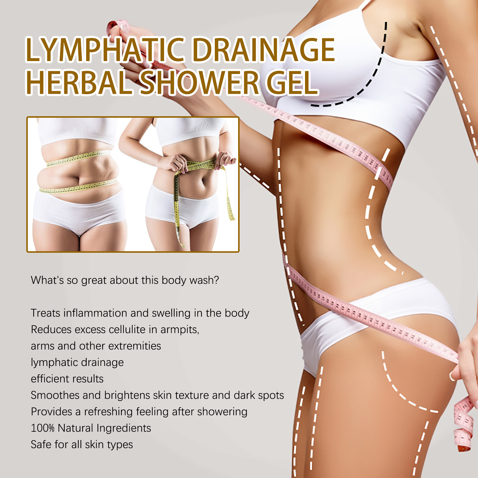 Ginger Body Sculpting Shower Gel Dredges Lymphatic Slimming Firm Waist Lazy Clean Soft Skin Shower Gel