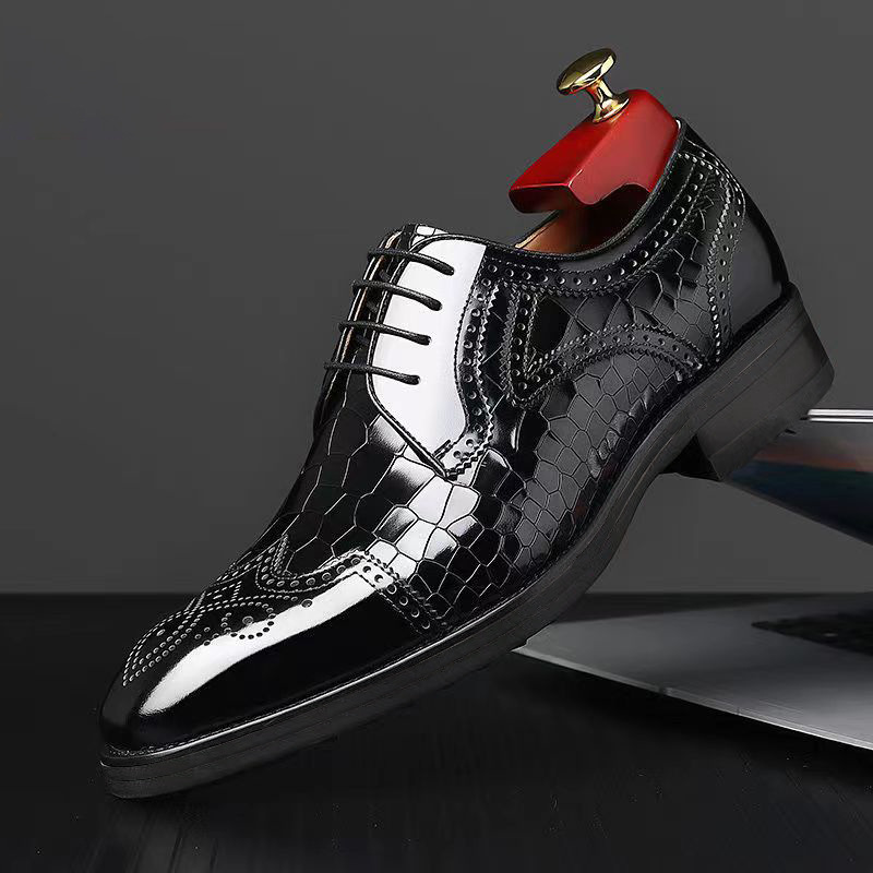 Men's Dress Shoes Office High-heeled Wedding Leather Shoe for Men Platform Business Formal Social Leather Shoes Man