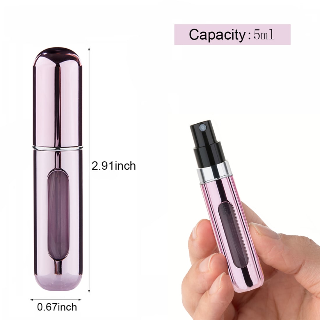 5ml Portable Mini Aluminum Refillable Storage Bottles Perfume Spray Empty Cosmetic Containers Atomizer For Traveler Women Random