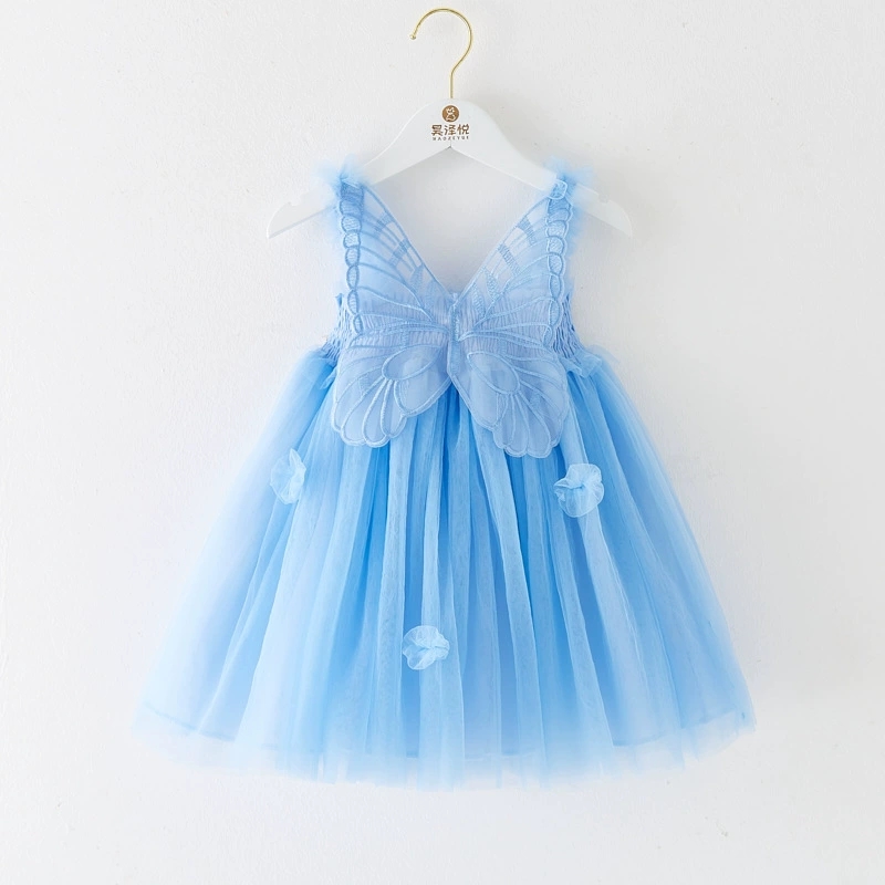 Lace Suspenders Dress Toddler Girls Angel Wings Princess Clothing Birthday Cute Summer Tutu Dress