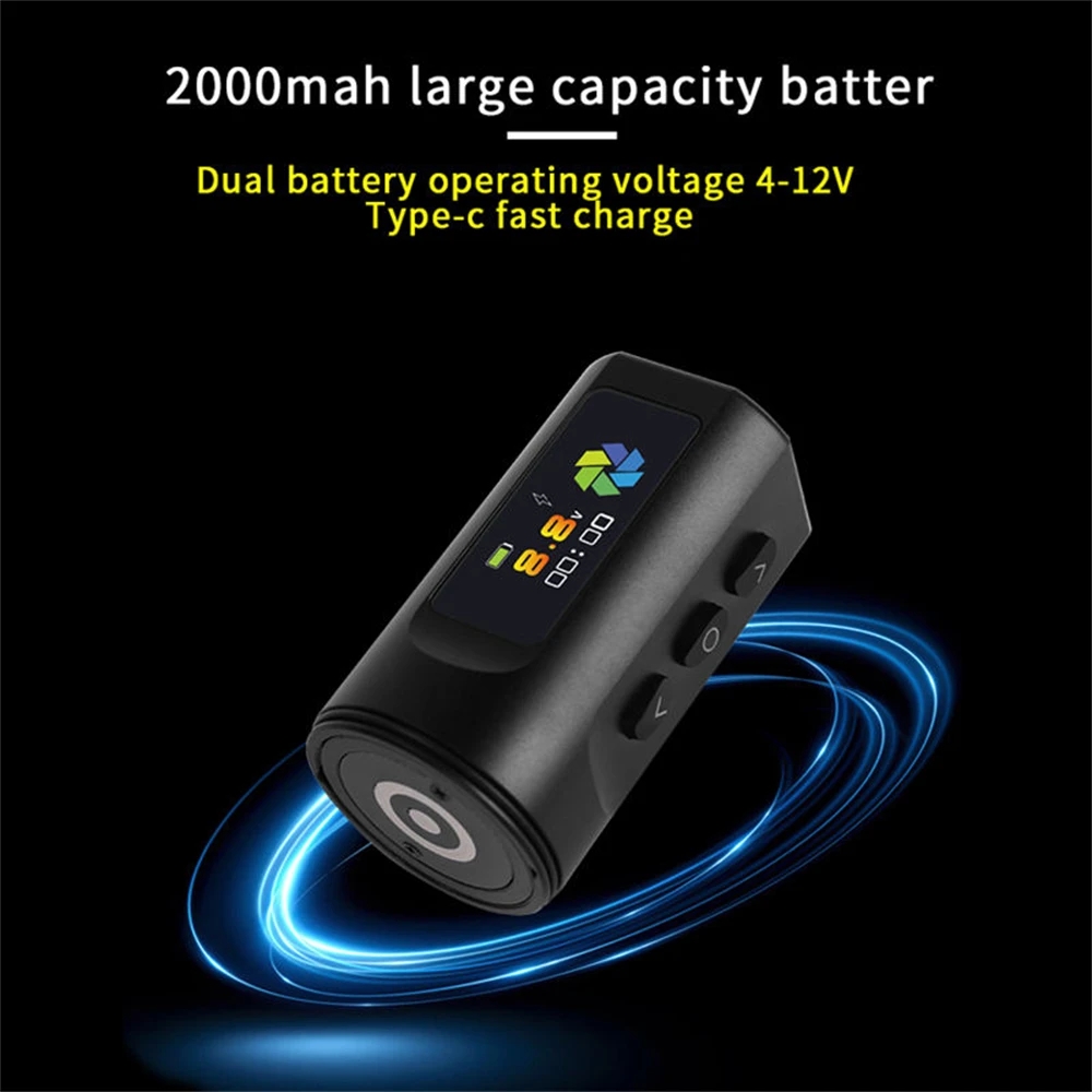 F3 Wireless Tattoo Machine Pen Adjustable Stroke Tattoo Pen With 2000Mah Battery Hollow Cup Motor OLED Display Tattoo Gun