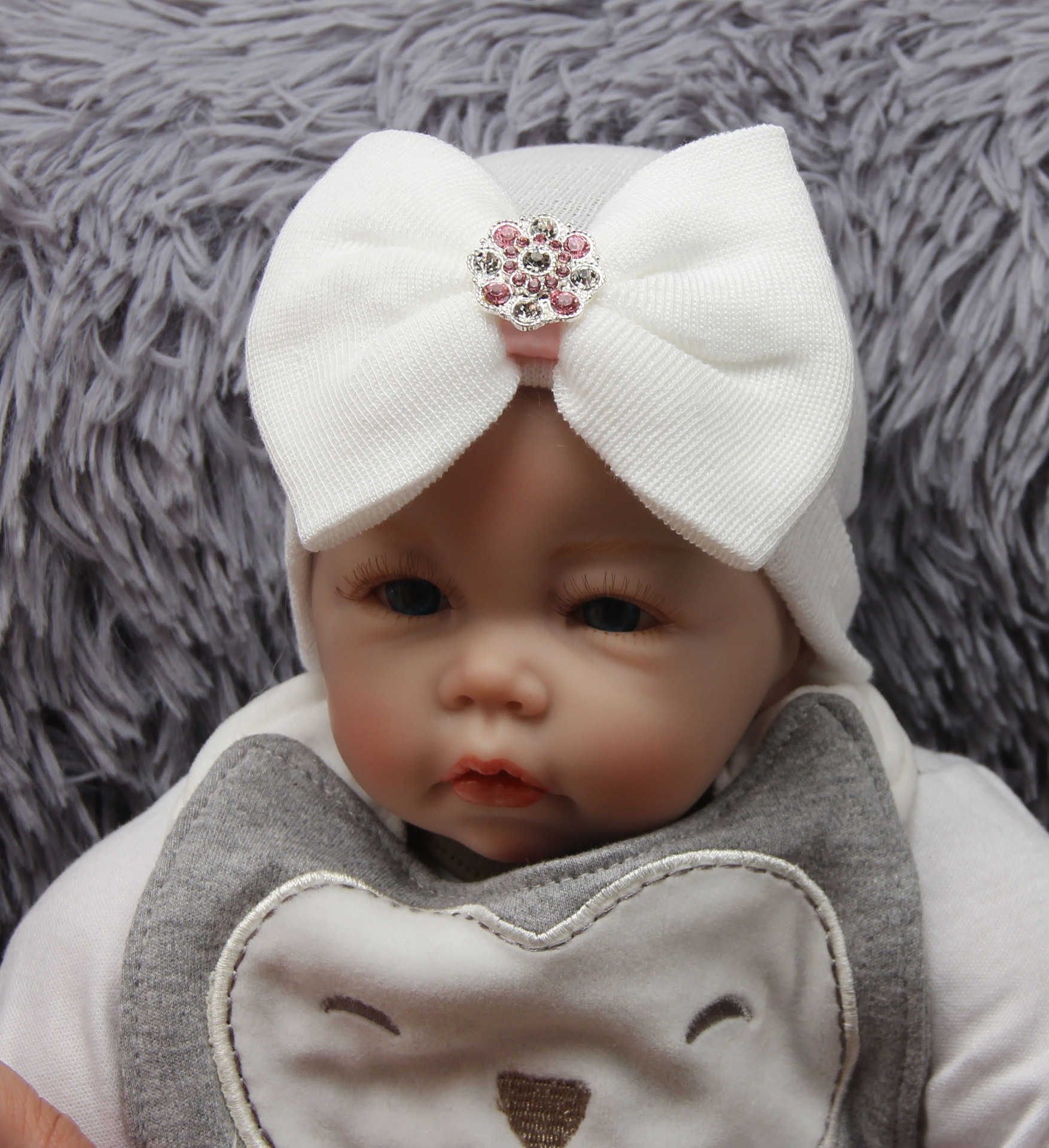 baby girl big bow, shiny diamond, pink knitted hat, newborn baby pullover hat