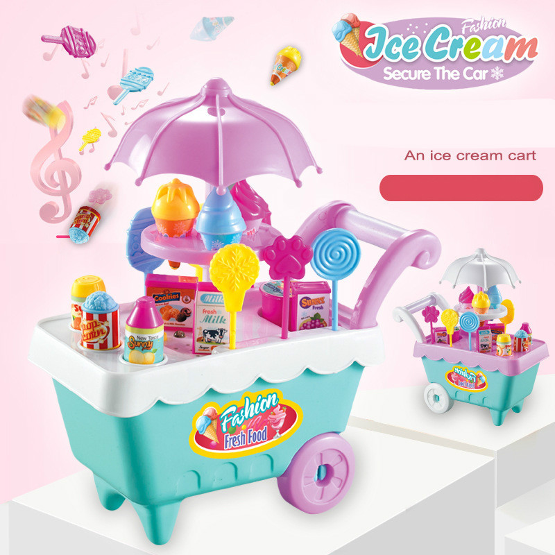 Children's simulation candy ice cream trolley girl puzzle play set toys