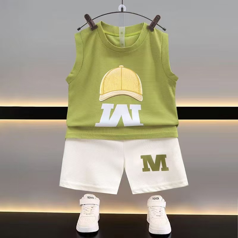 Children's Summer Vest Set 3-8 Years Boys Clothing Sets Sleeveless T-shirt Shorts Korean Version Fashion loose Sportswear Outfit