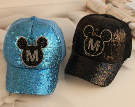Spring and summer baseball cap visor cap sunscreen breathable mesh boys and girls Korean version sequins mesh cap