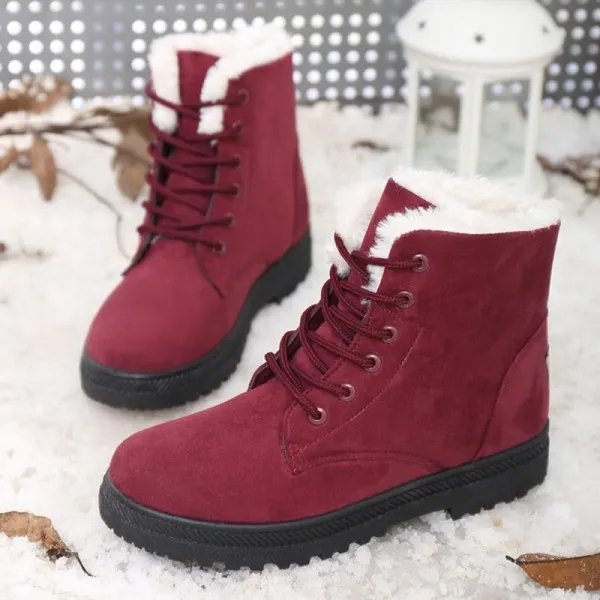 Women Winter Warm Fur Lined Snow Boots Casual Short Boots
