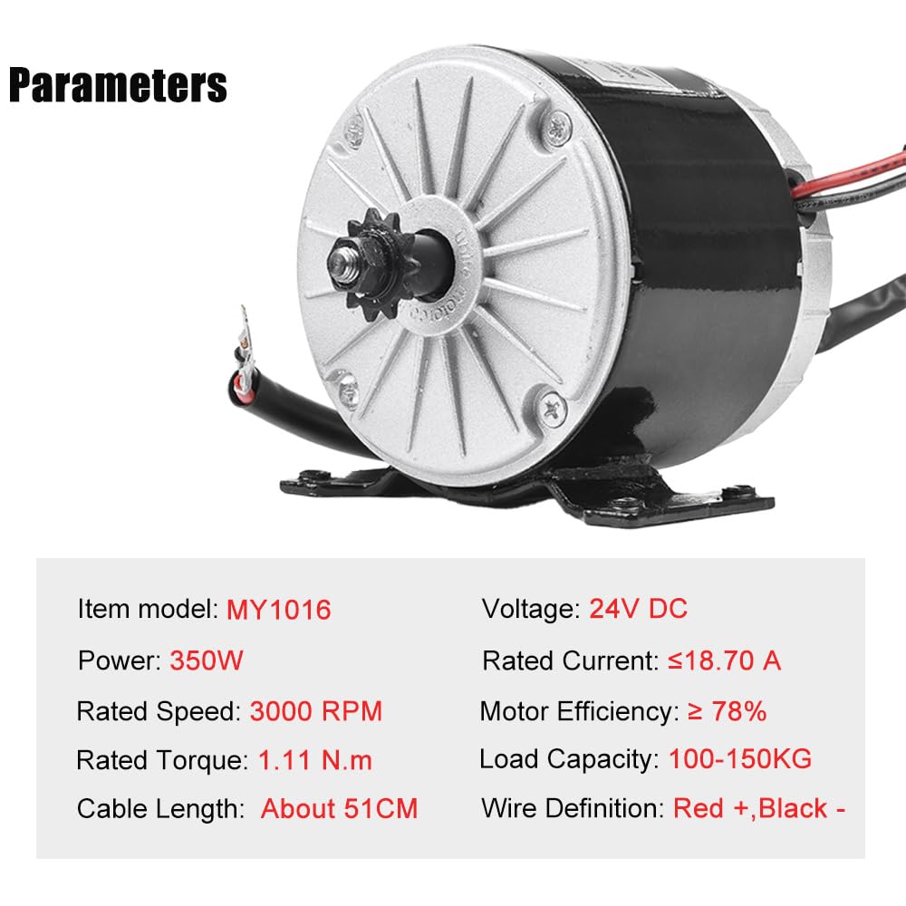 24V Brushed Electric Motor Kit 3000RPM High Speed Brush DC Motor Controller 350W Electric Bike Scooter Motor with Brushed Controller for Dirt Bike Cra