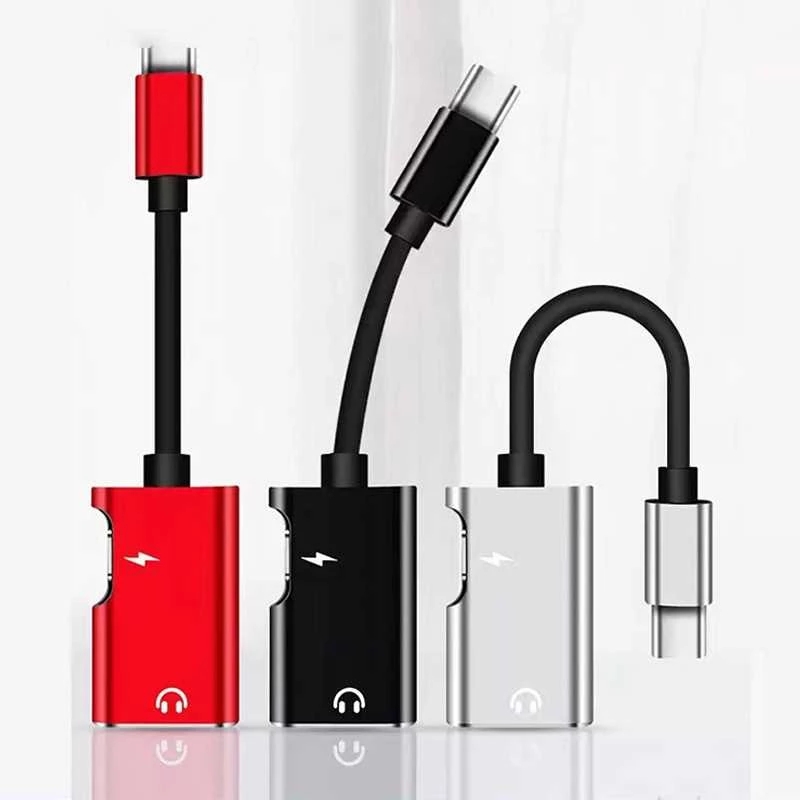 Type C To 3.5mm Jack TypeC Audio Splitter Headphone Cable Earphone Aux 3.5mm Adapter Charger Usb-C For Xiaomi Huawei