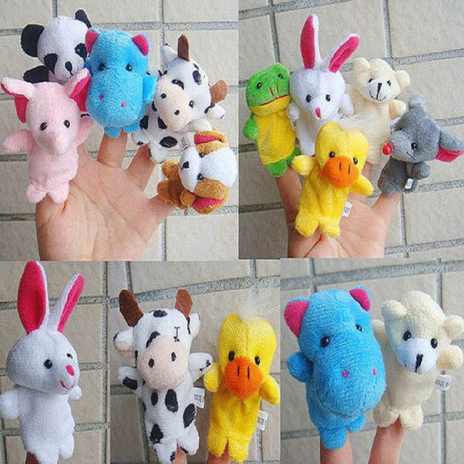 10pcs/ Cartoon Animal Velvet Finger Puppet Finger Toy Finger Doll Baby Cloth Educational Hand Toy Story