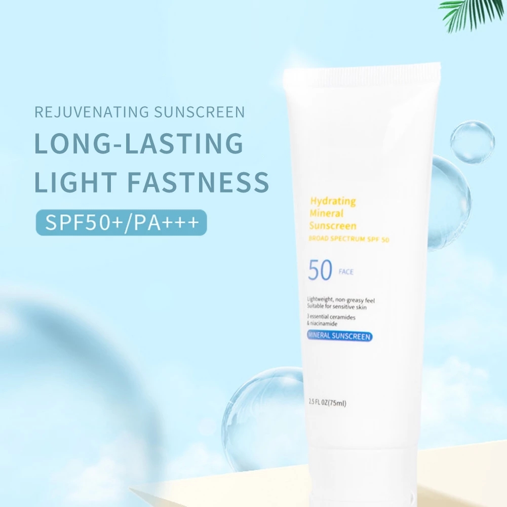 SPF50+ Multi-effect Sunscreen Isolation Whitening Moisturizing Oil Control Face Refreshing Sunscreen Cream 75g