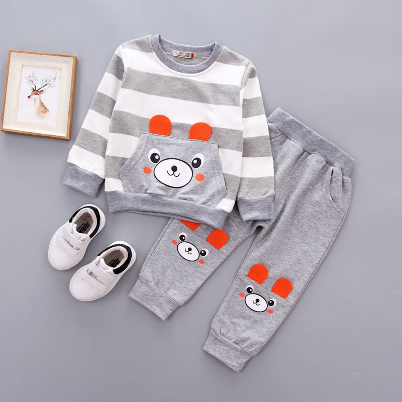 Cute Bear 2 Kids Summer Boy Short T-shirt and Shorts Sets Baby Boy Children Clothes Suits
