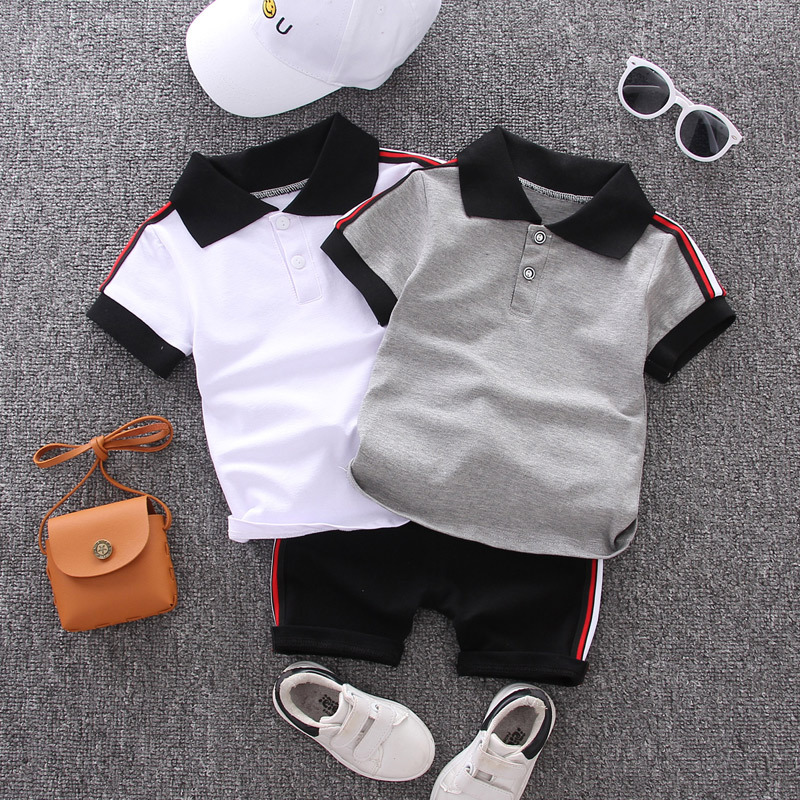 Baby boy summer suit new baby children's clothing boy summer short sleeve two-piece suit tide
