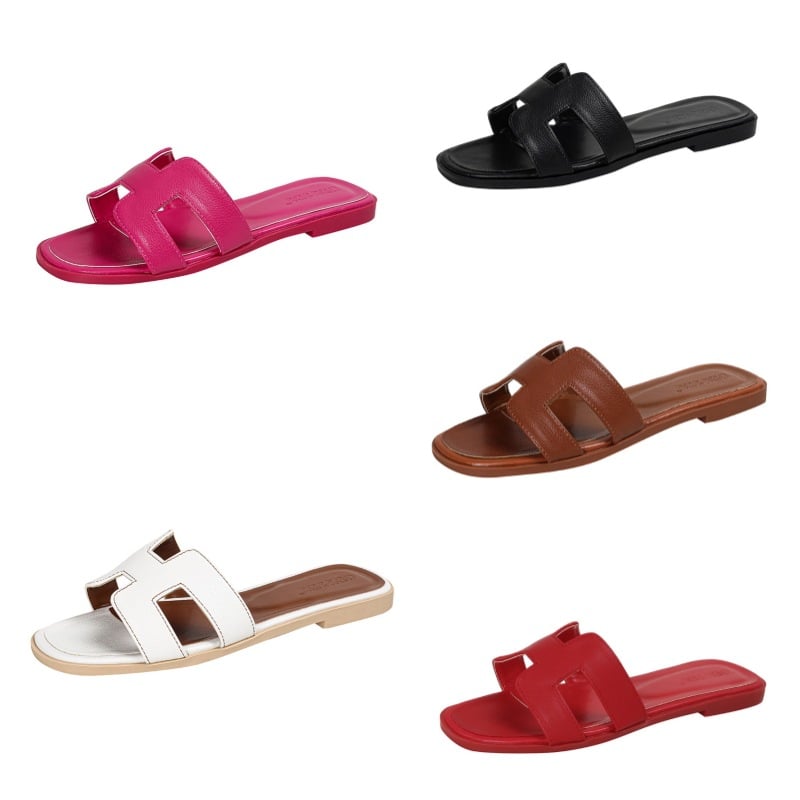 Hermes slippers for women's summer outdoor wear, new flat bottomed travel and vacation beach one size large sandals