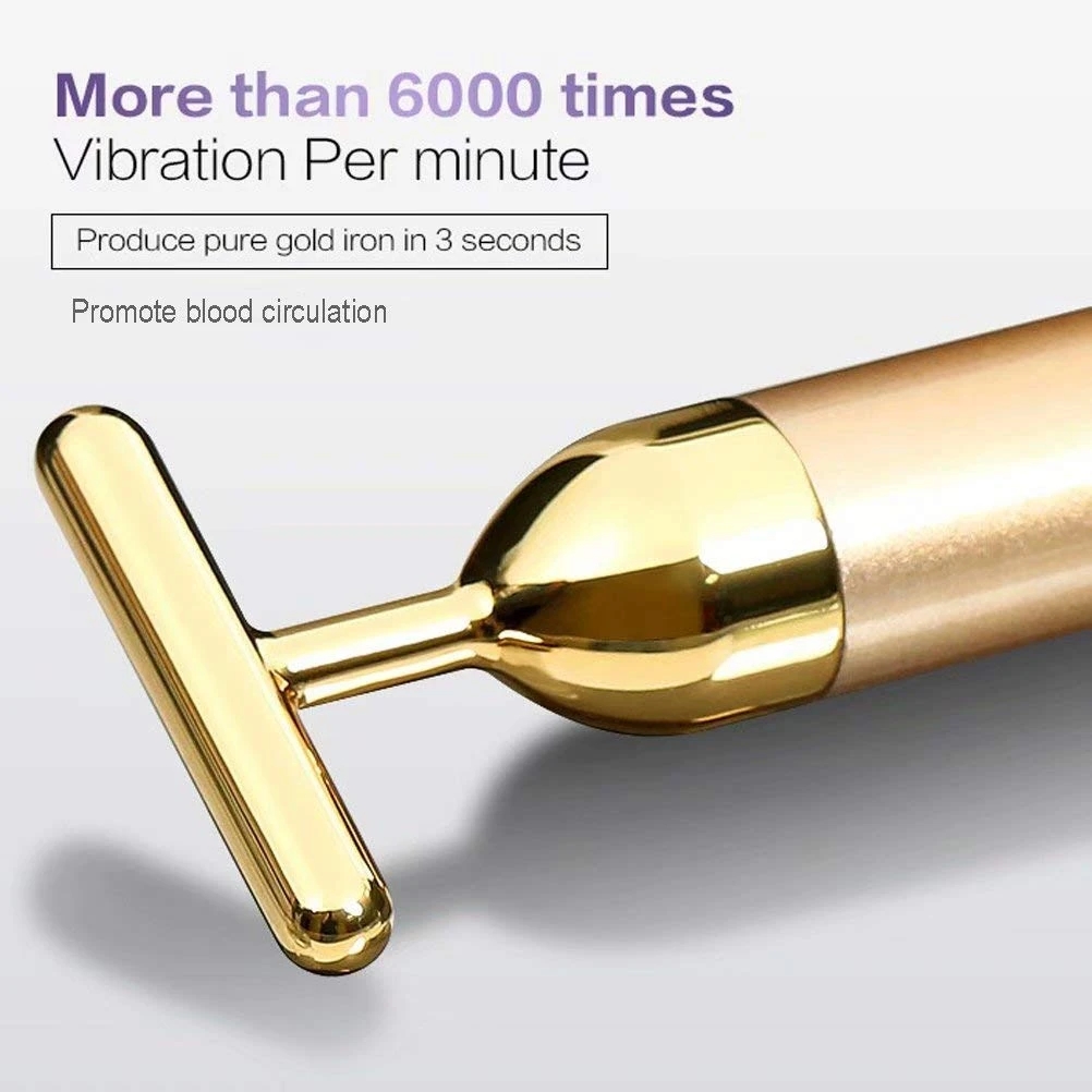Facial Sculpting Tool Beauty Care 24k Facial Massage Stick Roller 3D Golden Energy Bar Vibrating Massager for Beauty Tool