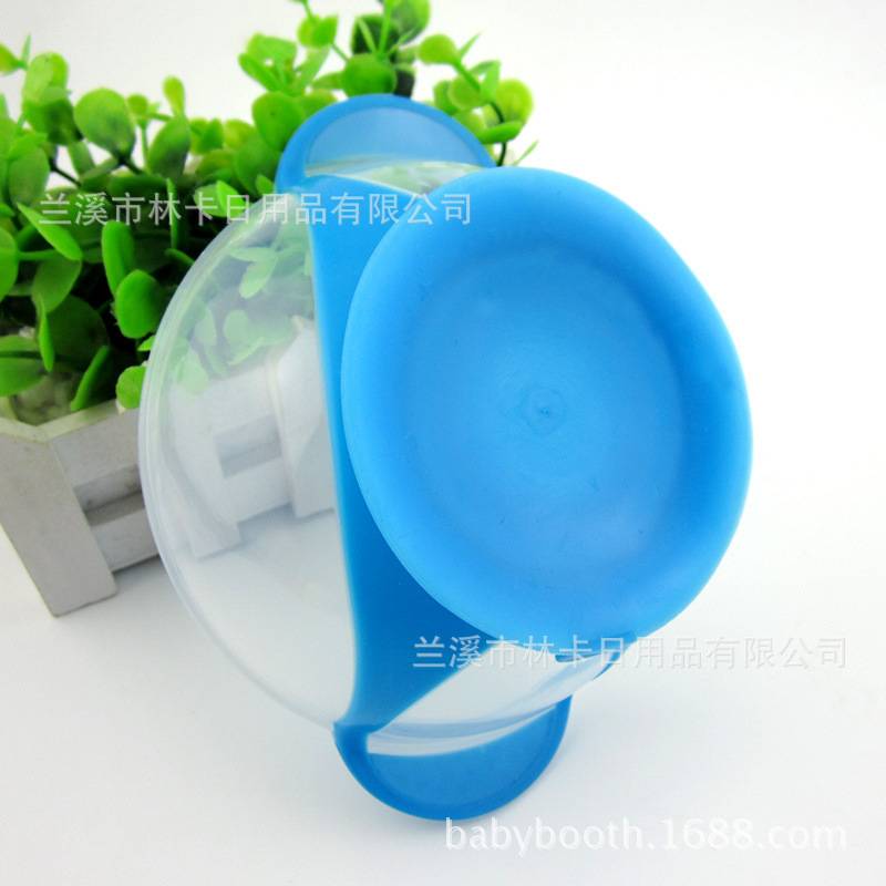 Baby sucker bowl spoon set Temperature spoon buckle cover children non-slip bowl baby training bowl grinding bowl three-piece