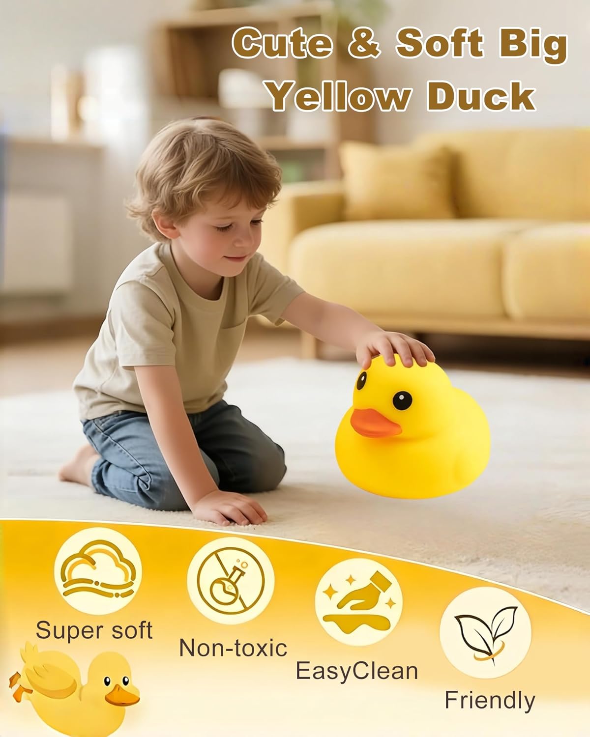 Duck Squishy Squeeze Toy – Stress Relief & Sensory Fidget Toy for Kids & Adults | Soft TPR Anxiety Relief Toy, Cute Party Favor, Desk Decor & Autism/G