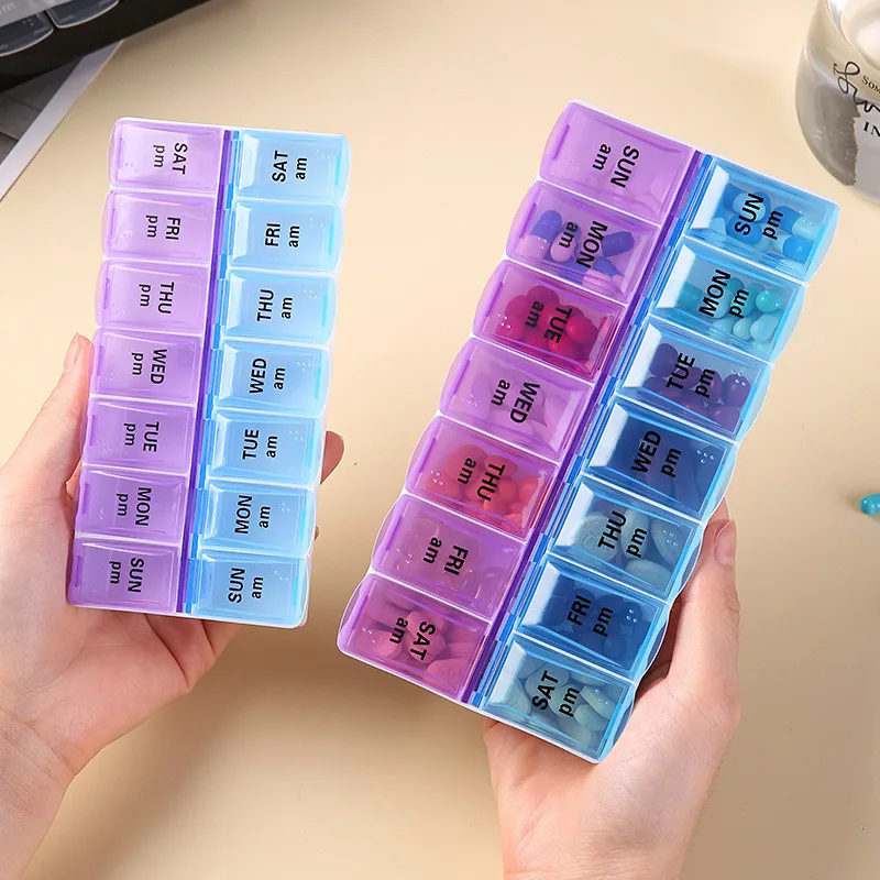 7 Days a Week Pill Organizer Morning and Night Pill Holder Storage Box Splitter Travel Medicine Organizer Portable Medicine