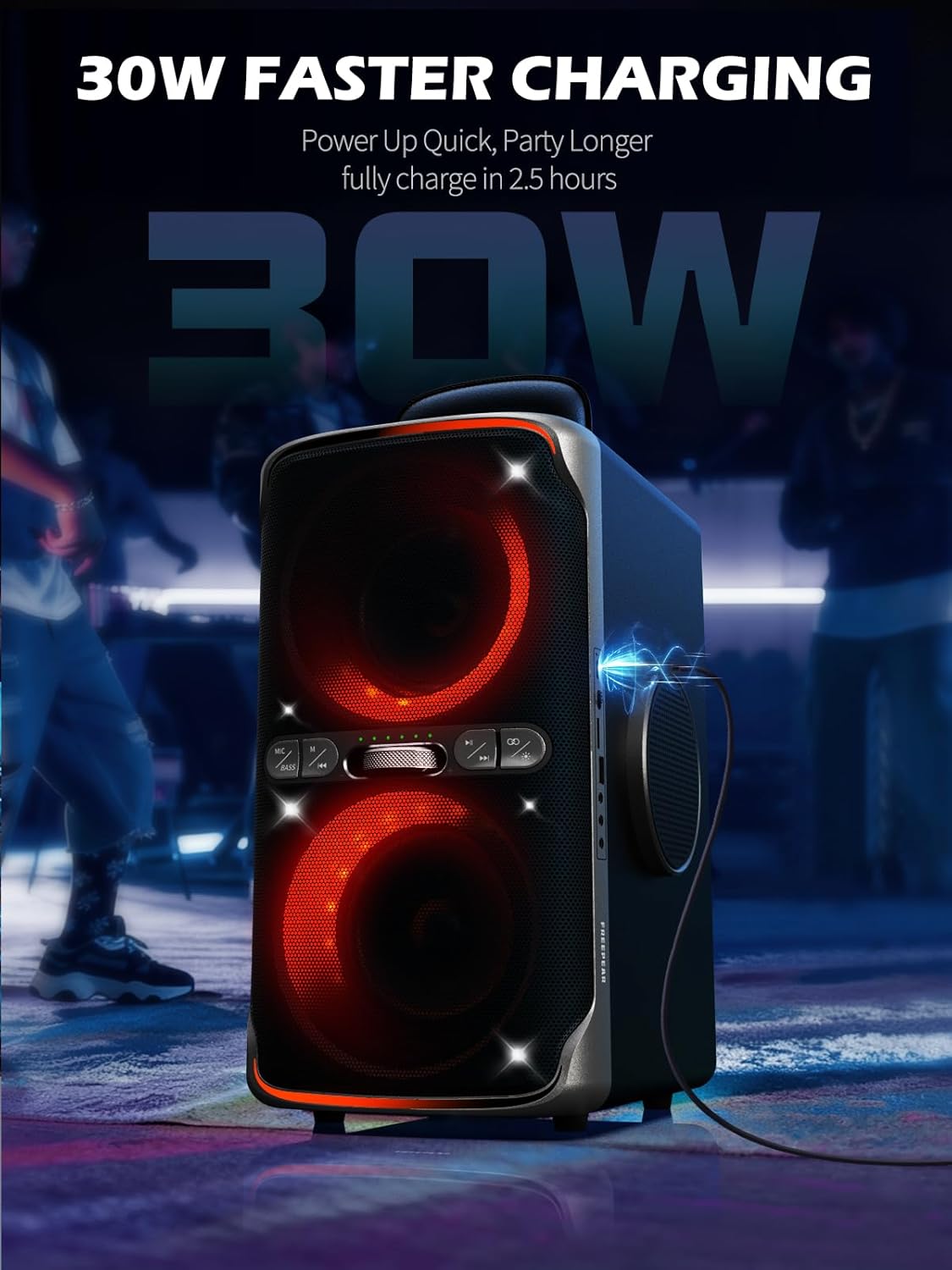 Party Bluetooth Speaker - 240W Peak Loud Speaker, Dazzling Light Show, Deep Bass, IPX4 Waterproof, 15H Battery, TWS Pairing, BT 5.3 Wireless, Portable