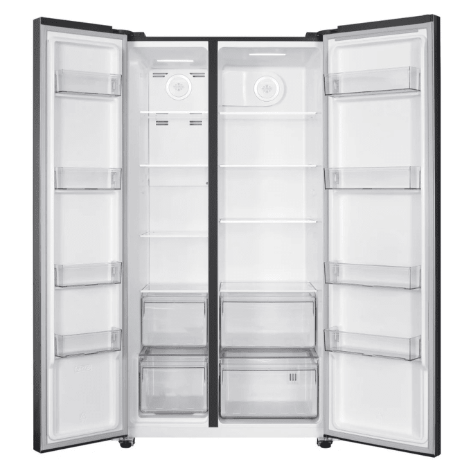 TCL 521L SIDE BY SIDE FRIDGE BLACK GLASS