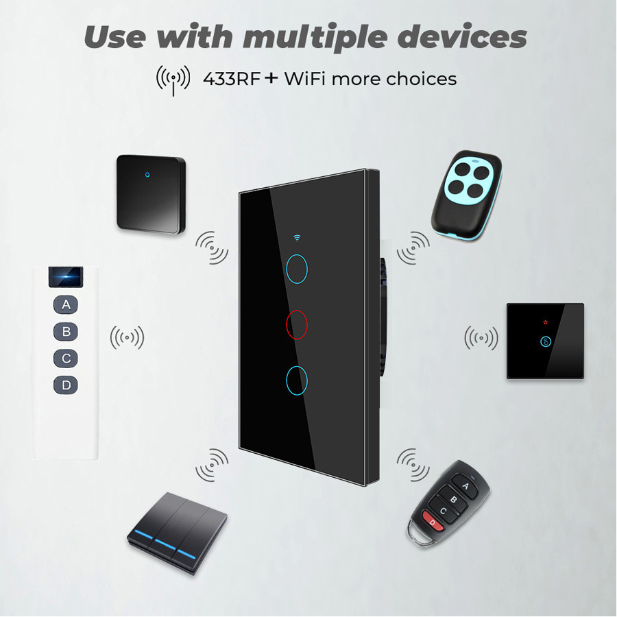 Graffiti Smart American Standard Switch Single live line Zero line Universal WiFi Remote Control Tempered Glass Panel Touch swit