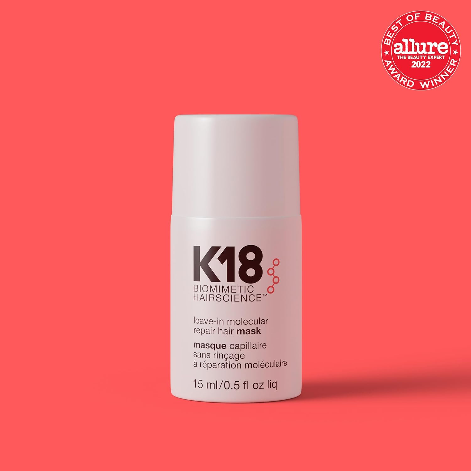 K18 Leave-In Molecular Repair Hair Mask, Patented, Lasting Repair For Dry, Frizzy, Damaged Hair, Reverse Damage In 4 Minutes From Bleach, Color, Chemi
