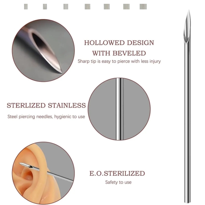 100pcs Piercing Needle 12G 14G 16G 18G 20G Mixed Surgical Steel Sterile Disposable