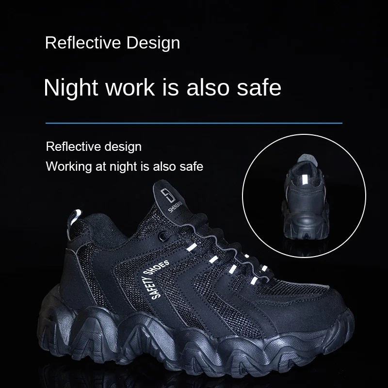 lightweight safety shoes men's anti-smash anti-puncture steel toe boots are not easy to damage protective boots