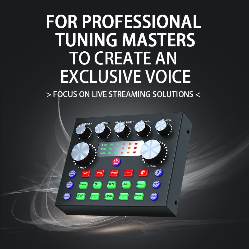 V8S Live Sound Card for Audio Mixer Streaming,Bluetooth Sound Effects Mixer Board Music Recording YouTube Broadcast