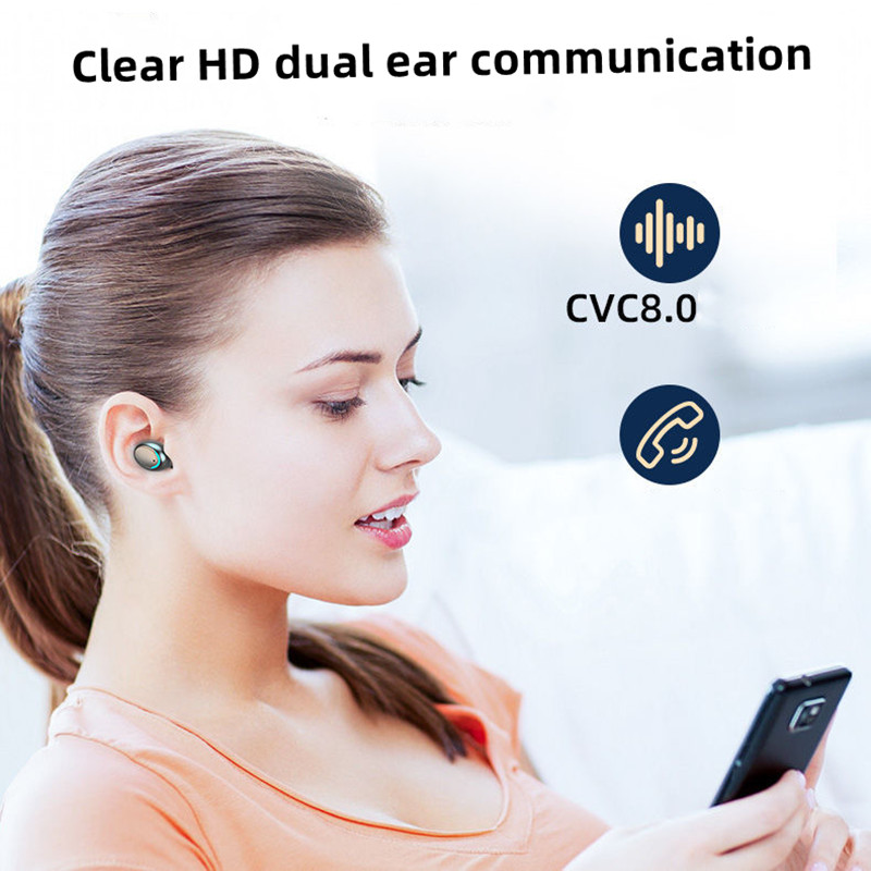 F9-5C Bluetooth Wireless Headsets with Mic Sports Waterproof TWS Bluetooth Earphones Touch Control Wireless Headsets Earths Phon