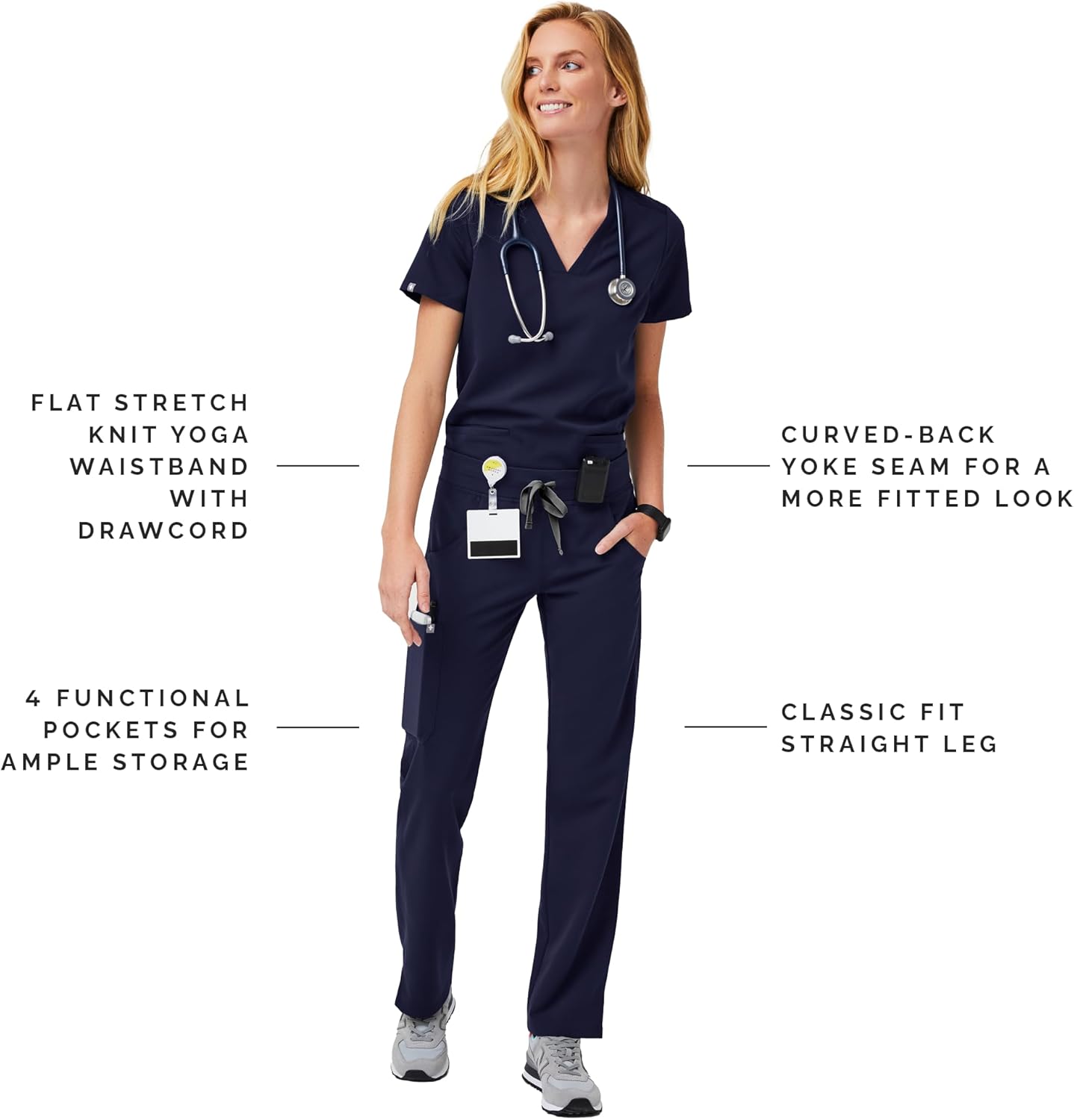 FIGS Kade Cargo Scrub Pants for Women — Classic Fit, Straight Leg, 4 Pockets, Yoga Waistband, Anti-Wrinkle