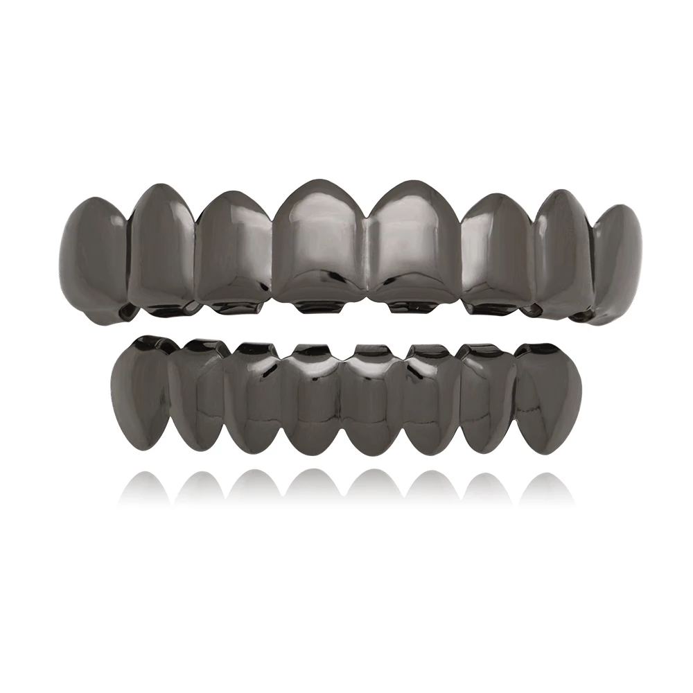 Hip Hop Teeth Grillz Set For UnisexTop Bottom Mouth Gold Silver Color Teeth Grills Tooth Caps Removable Dental Fashion Jewelry