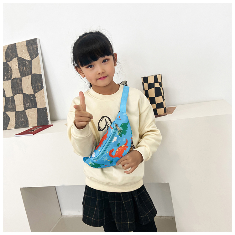 Dinosaur/Unicorn Cute Waist Bag Casual Cartoon Chest Bag Adjustable Strap Children Bum Bag Lightweight Fashion Shoulder Bag