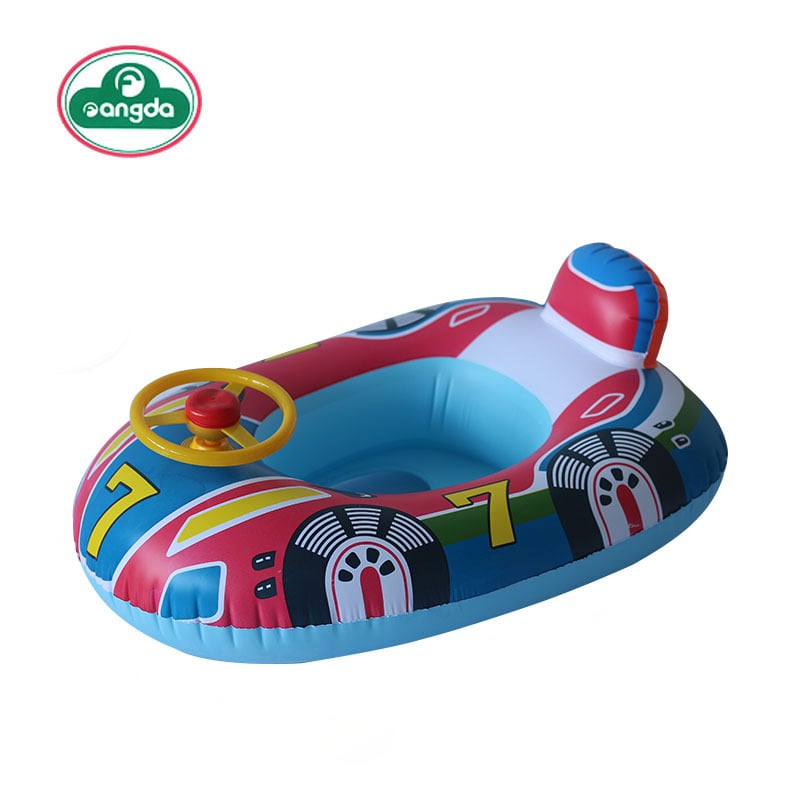 Baby Swimming Pool Float, Cute Car Design Kids Toddler Inflatable Summer Beach Floatie Boat Swim Tube Ring with Handles Safety