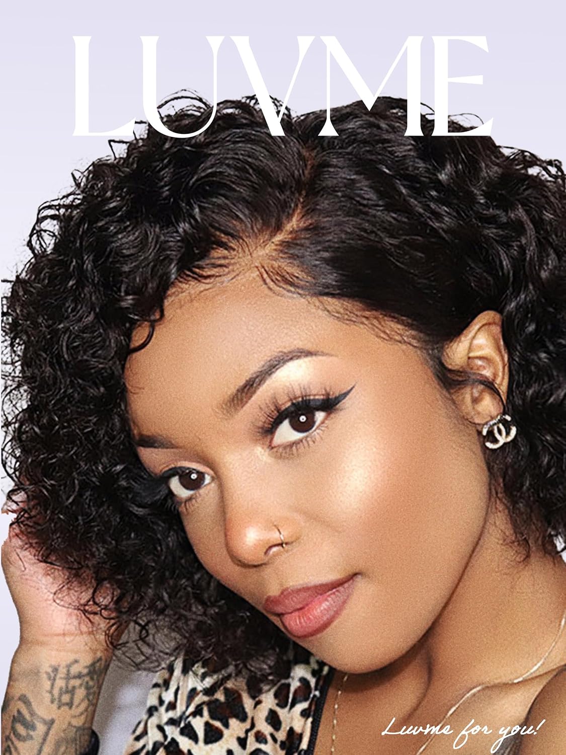 LUVME HAIR 8" Curly Glueless Without Spray Wigs Human Hair Pre Cut/Plucked, Undetectable HD Lace Wig Ready to Go Lace Bob Wig Short Curly 180 Density