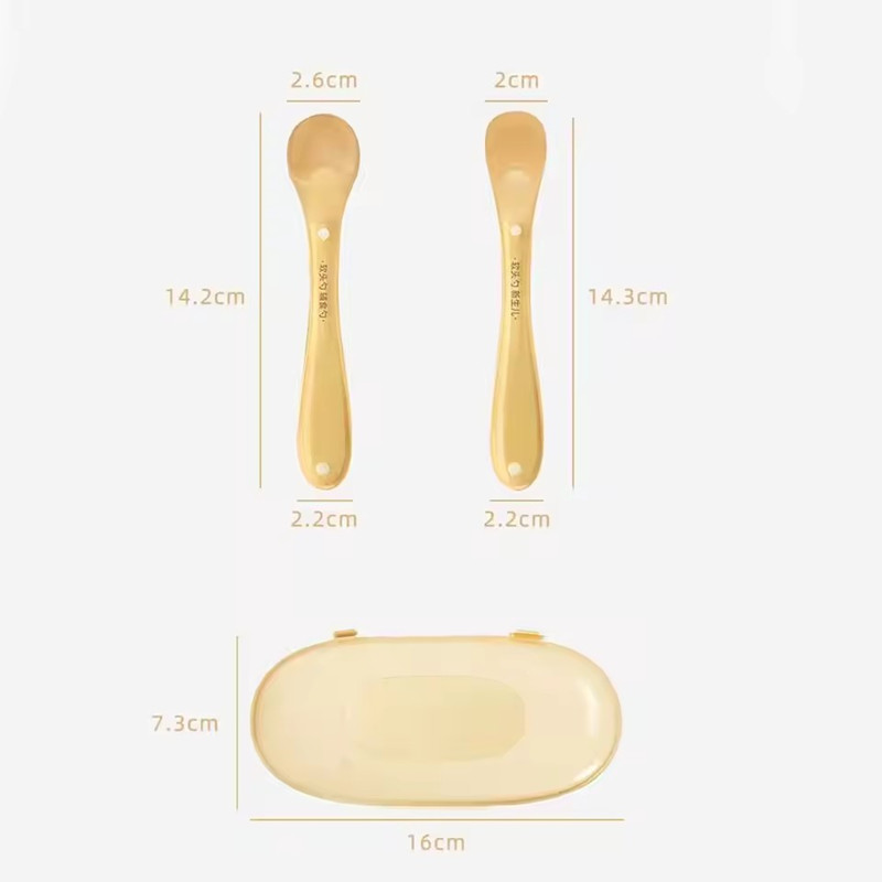 2pcs Hot Portable Baby feeding Spoon Safety Silicone with Cover Feeding Water Teething Spoon Dustproof Soft Tableware for Baby