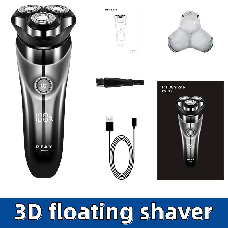 PFAY PA188 3D Electric Shaver Razor For Men IPX7 Waterproof Men's Beard Timmer Wet & Dry Dual Use LCD Face Beard Shaving Machine