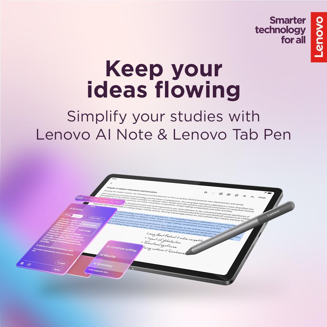 Lenovo Idea Tab - College Tablet - 11″ 2.5K IPS Touchscreen Display - 90Hz - MediaTek Dimensity 6300-8 GB Memory - 256 GB Storage - Integrated Arm Mal